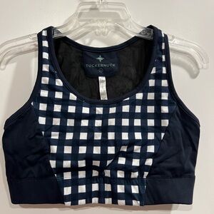 Tuckernuck Navy and White Gingham Sports Bra